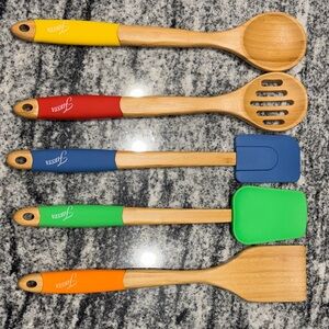 Fiesta Multicolor Bamboo Kitchen Utensil Set